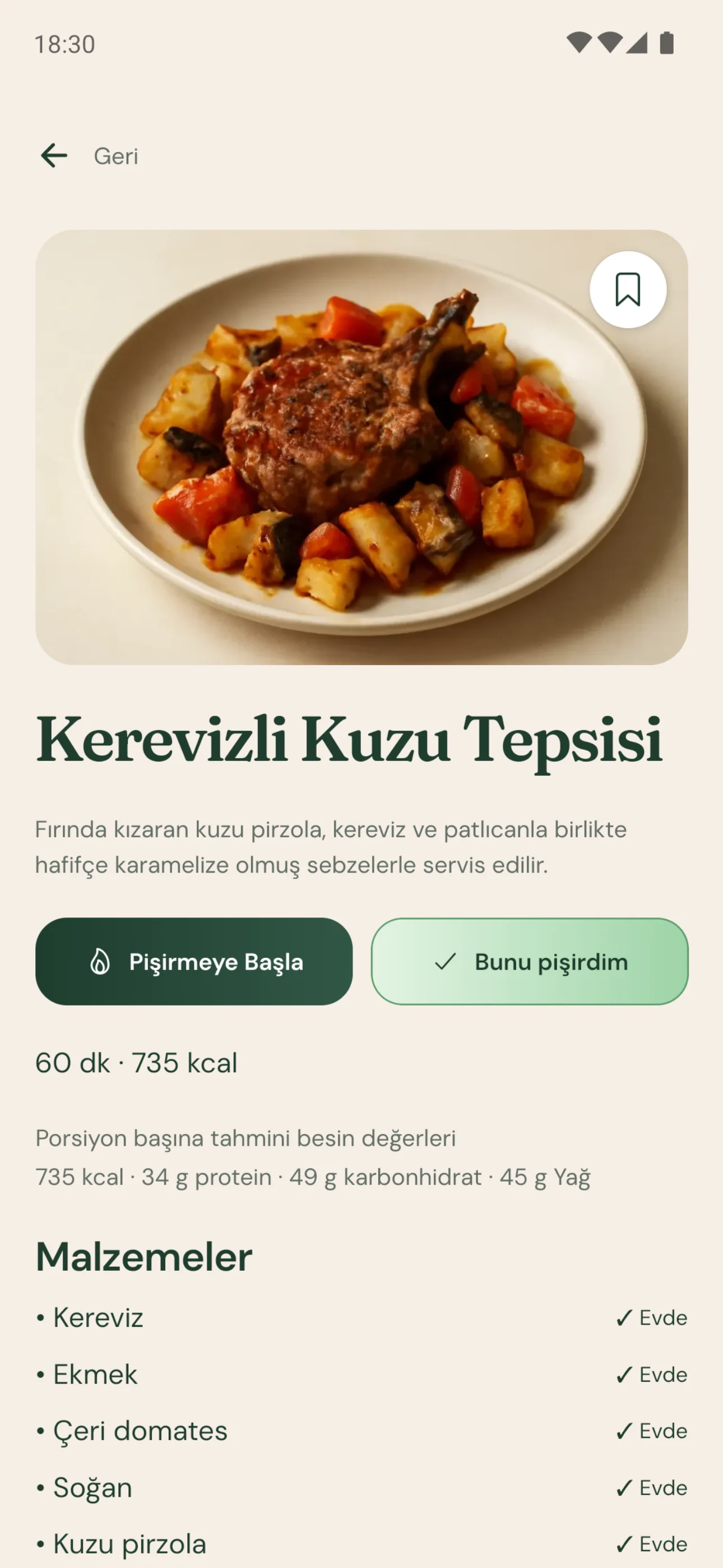 Maye tarif detayı: Kerevizli Kuzu Tepsisi, 60 dakika, 735 kcal; malzemeler: kereviz, kuzu pirzola, patlıcan, çeri domates, soğan, ekmek